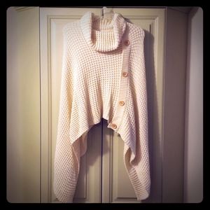 Drapey Cowl Neck Poncho Sweater, Size XS/S.